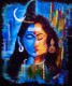 The Eternal Half - A Concept Of Divine Fusion -  Ardhanarishvara (ART-7940-120891) - Handpainted Art Painting - 20in X 23in