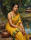 Menka - 03 (Saffron Silks Of The Heavens) (PRT-15697-120909) - Canvas Art Print - 47in X 60in
