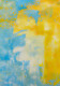 Bold Blue Yellow Abstract With Textured Color Fields (ART-8156-120877) - Handpainted Art Painting - 15in X 21in