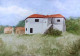Village White House (ART-5291-120924) - Handpainted Art Painting - 11in X 8in