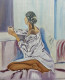 Morning Serenity: A Quiet Reverie (ART-17719-121013) - Handpainted Art Painting - 18in X 24in