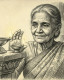 Eternal Light - Elderly Woman Lighting Diya (ART-18384-121029) - Handpainted Art Painting - 12in X 10in