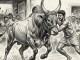 Jallikattu: The Spirit Of Valor (ART-18384-121041) - Handpainted Art Painting - 12in X 10in
