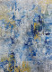 Blue Grey Abstract Textured Canvas With Gold Accents (ART-8156-121208) - Handpainted Art Painting - 14in X 20in