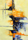 Modern Abstract With Bold Orange Blue Structural Contrast (ART-8156-121147) - Handpainted Art Painting - 15in X 21in