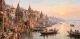 Banaras Ghat Painting (ART-3319-121468) - Handpainted Art Painting - 60in X 36in