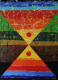 Dual Horizons: Geometric Sunset Abstract (ART-16710-121609) - Handpainted Art Painting - 18in X 24in