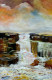 Golden Waterfall (ART-18487-122163) - Handpainted Art Painting - 13in X 20in