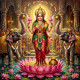 Regal Gajalakshmi With Elephants - Supreme Vastu Entrance (PRT-8740-122115) - Canvas Art Print - 12in X 12in