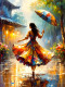 Rhythm In The Rain (PRT-17594-122158) - Canvas Art Print - 13in X 18in