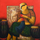 The Melodic Horn (ART-6351-122181) - Handpainted Art Painting - 36in X 36in