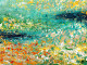 Emerald Horizon Textured Abstract Painting (ART-8156-121936) - Handpainted Art Painting - 15in X 21in