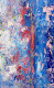 Textured Blue Wall Art With Red Accent (ART-8156-122041) - Handpainted Art Painting - 9in X 15in