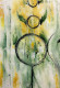 Celestial Harmony Soft Green Abstract Circle Painting (ART-8156-121880) - Handpainted Art Painting - 15in X 21in