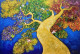 Golden Tree (ART-82-122210) - Handpainted Art Painting - 60in X 42in