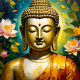 The Buddha Beneath The Falling Leaves (PRT-17594-122226) - Canvas Art Print - 18in X 18in