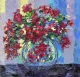 Bougainvillea In Vase (ART-18240-122409) - Handpainted Art Painting - 23in X 22in