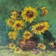 Sunflowers In Green (ART-18240-122408) - Handpainted Art Painting - 23in X 23in