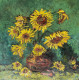 Sunflowers In Green (ART-18240-122408) - Handpainted Art Painting - 23in X 23in