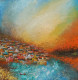 Sunset Over The Cityline (ART-8439-122365) - Handpainted Art Painting - 15in X 15in