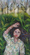 Let's Go Back To Nature - Woman Enjoying Nature Mosaic Oil Art (ART-18519-122341) - Handpainted Art Painting - 16in X 29in
