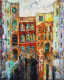 Somewhere In A City Semi Abstract Mixed Media Painting (ART-18519-122340) - Handpainted Art Painting - 16in X 20in
