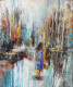 Between Stillness And Steps Semi Abstract (ART-18519-122343) - Handpainted Art Painting - 16in X 19in