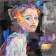 Girl With Flower (ART-18240-122412) - Handpainted Art Painting - 23in X 23in