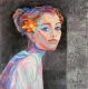 Girl With Flower (ART-18240-122412) - Handpainted Art Painting - 23in X 23in