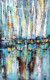 Reflections Of The Harbor Abstract Acrylic Painting (ART-18519-122345) - Handpainted Art Painting - 12in X 19in