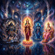 Bhuvaneshwari Ma - The Fourth Mahavidya | Space Between The Cosmic Powers (PRT-8740-122460) - Canvas Art Print - 12in X 12in
