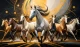 The Golden Gallop – Seven Horses Of Prosperity (PRT-17594-122498) - Canvas Art Print - 24in X 14in