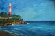The Guarded Coast (Kovalam Beach) (ART-18554-122537) - Handpainted Art Painting - 36in X 24in