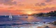 Handmade Acrylic Style Sailboat Painting - Sunset Ocean Seascape Canvas Art (ART-3319-122599) - Handpainted Art Painting - 60in X 24in