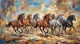 7 Running Horses Painting Vastu (ART-3319-122597) - Handpainted Art Painting - 48in X 30in