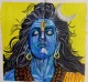 "Lord Shiva Meditating Acrylic Canvas Painting" (ART-18547-122579) - Handpainted Art Painting - 9in X 13in