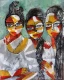 Three Women — Acrylic Mixed Media Painting (ART-18519-122637) - Handpainted Art Painting - 16in X 20in