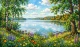 Nature's Heaven View Sea View Forest Landscape Scenery Painting (ART-3319-122715) - Handpainted Art Painting - 48in X 24in