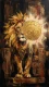 Golden Mane Of Wisdom - Series: Beasts Of The Inner Cosmos - 11 (PRT-15697-122746) - Canvas Art Print - 33in X 60in