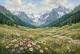 Daisy Meadow Below The Peaks (Sacred Peaks — A Himalayan Landscape Collection) (PRT-15697-122697) - Canvas Art Print - 60in X 40in