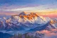 Snow And Fire Meet At Dawn (Sacred Peaks — A Himalayan Landscape Collection) (PRT-15697-122689) - Canvas Art Print - 60in X 40in