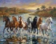 7 Running Horses As Per Vastu (ART-3319-122792) - Handpainted Art Painting - 36in X 30in