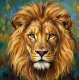 Majestic Lion Portrait Acrylic Painting | Textured Wildlife Canvas Art (ART-3319-122788) - Handpainted Art Painting - 24in X 24in