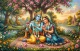 The Divine Radha Krishna (ART-3319-122673) - Handpainted Art Painting - 48in X 36in