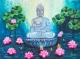 Original Handmade Meditating Lord Buddha Acrylic Painting (ART-18616-122810) - Handpainted Art Painting - 36in X 48in