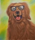 Original Handmade Cute Golden Retriever Dog Acrylic Painting (ART-18616-122811) - Handpainted Art Painting - 30in X 36in