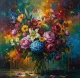 ​"Abstract Floral Oil Painting - Colorful Bouquet With Paint Drips" (ART-3319-119569) - Handpainted Art Painting - 24in X 24in
