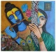 Love Of Radha (ART-17698-122975) - Handpainted Art Painting - 24in X 24in