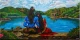 Shiv Shakti : The Eternal Bond (ART-17635-122965) - Handpainted Art Painting - 36in X 18in