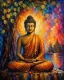 Meditating Buddha Under Bodhi Tree – Abstract Textured Acrylic Painting (ART-3319-122992) - Handpainted Art Painting - 30in X 40in
